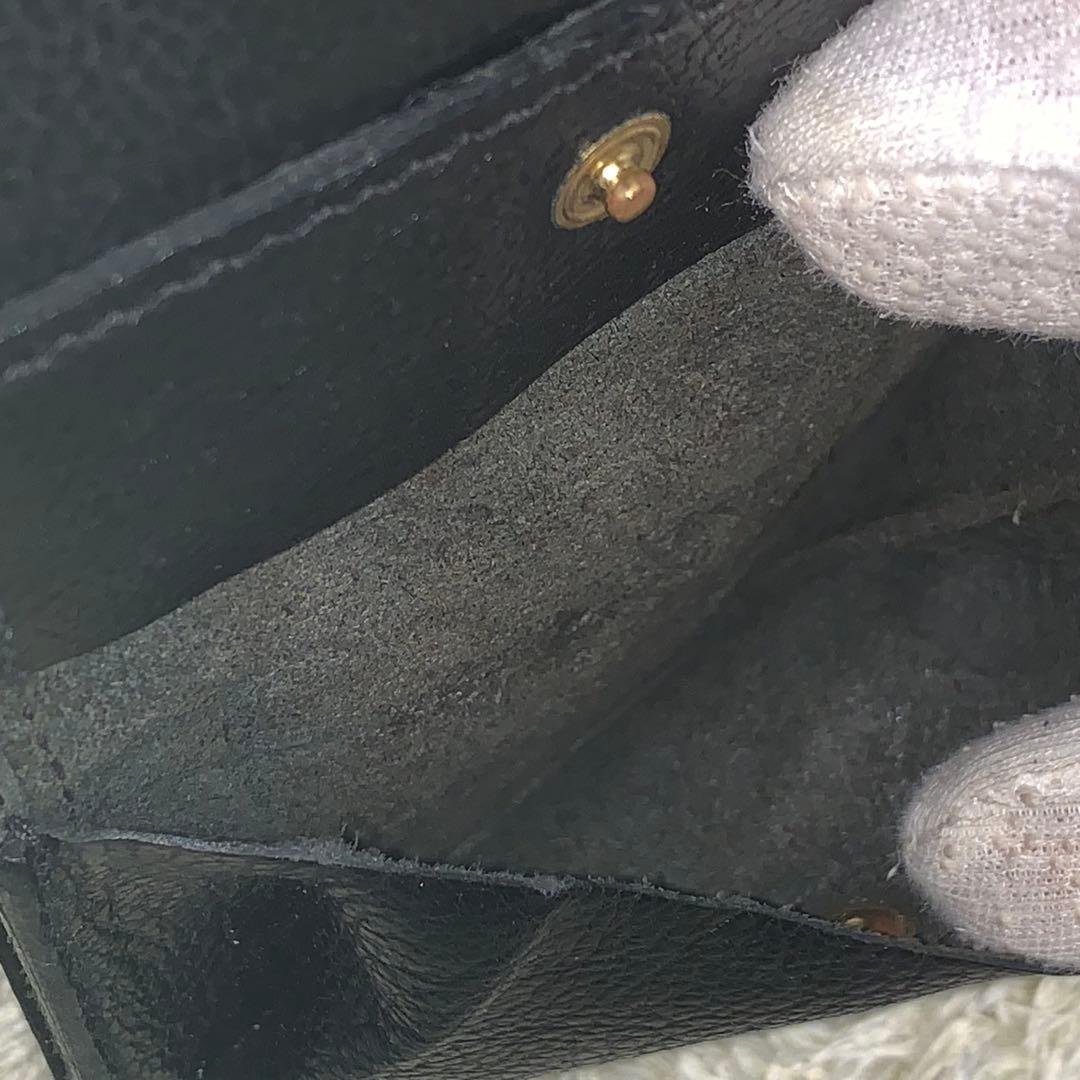 美品✨ イルビゾンテ 二つ折り財布 レザー 金ボタン 多機能 ブラック