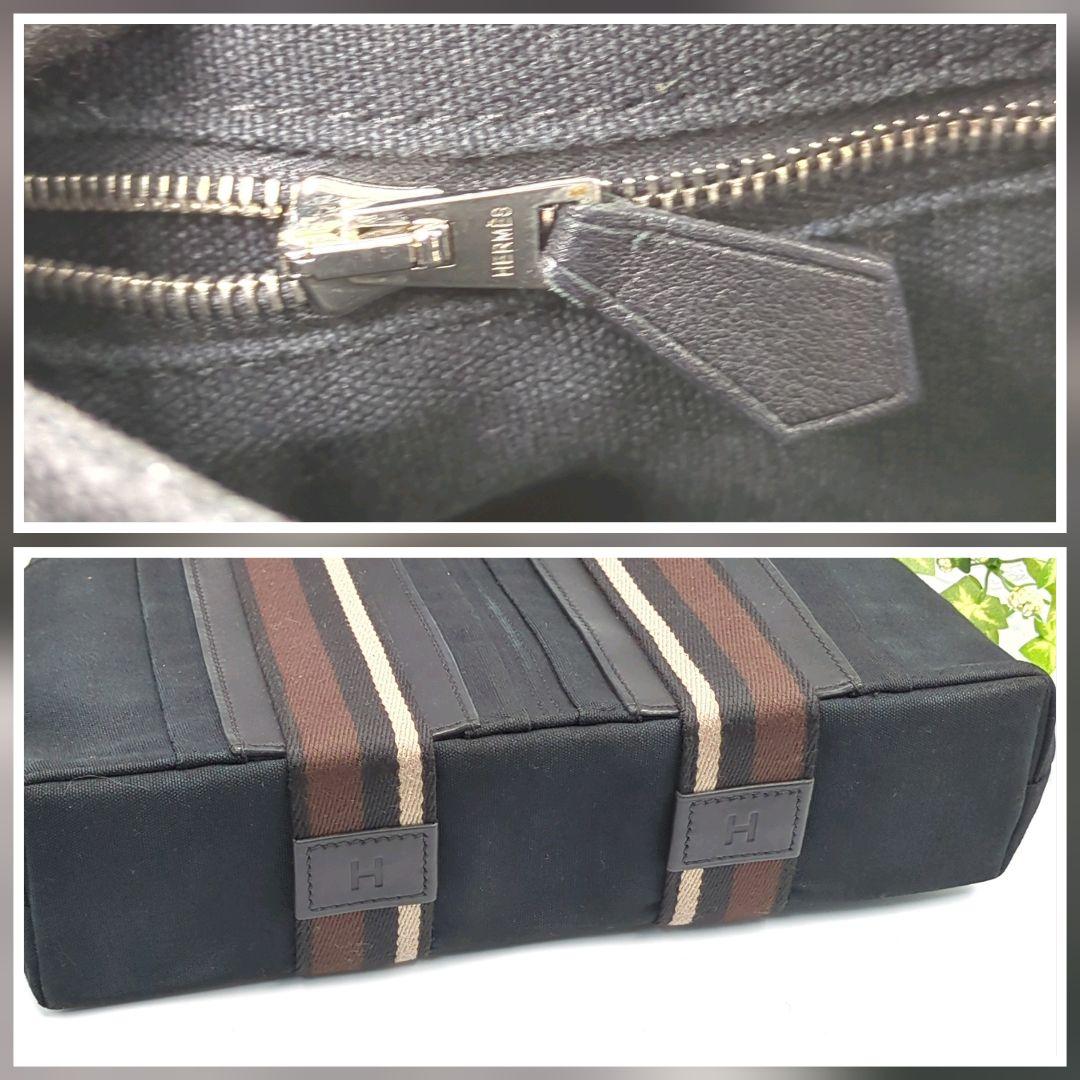 HERMES トロカホリゾンタル PMトートバッグ　キャンバス/レザー　男女兼用
