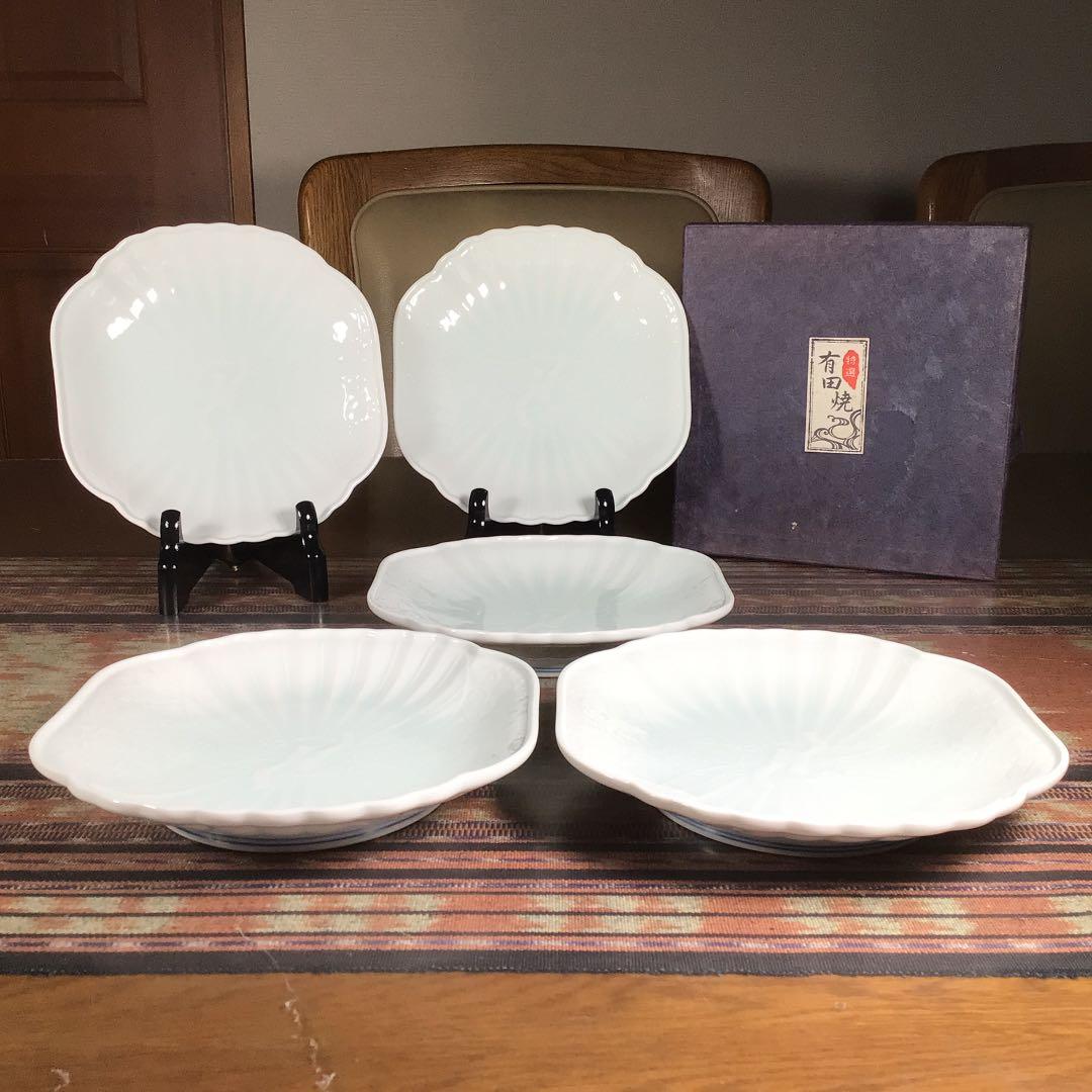 『スタうー特価』　有田焼　賞美堂　観山　青白磁　中皿　5枚