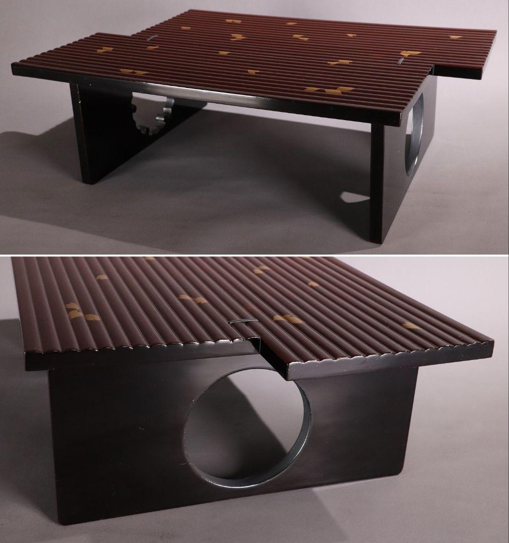 漆芸 桜ちらし蒔絵 花台 最大幅45.7cm 木製 卓 覆輪 雪輪 MA345