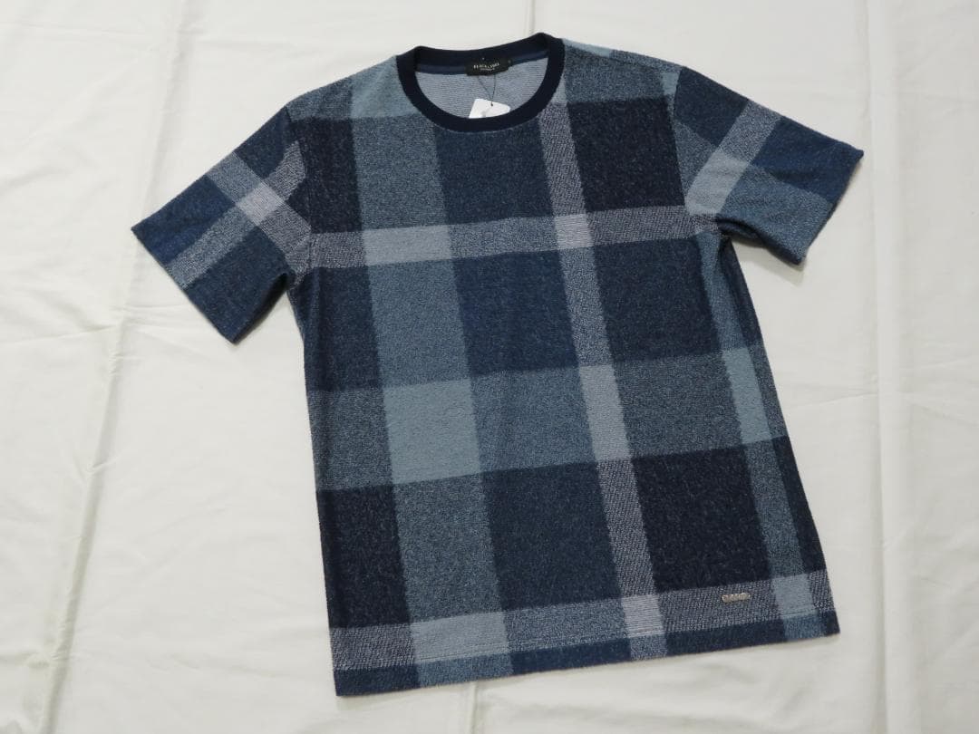 ブラックレーベルクレストブリッジ　半袖チェックカットソー　Mサイズ 　青系