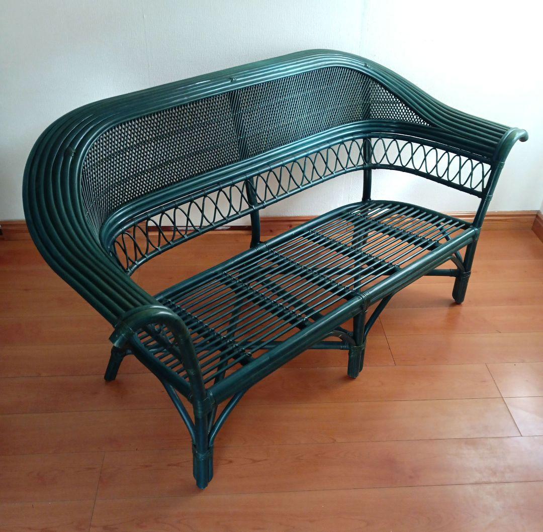 左肘 籐製ソファ｜ガタつきなし・店舗什器可