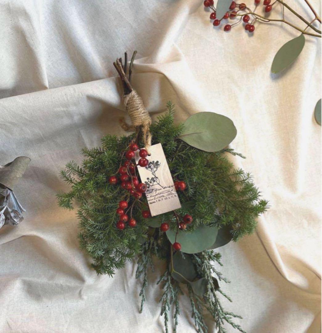 クリスマス スワッグ　リース　ドライフラワー　ハンドメイド