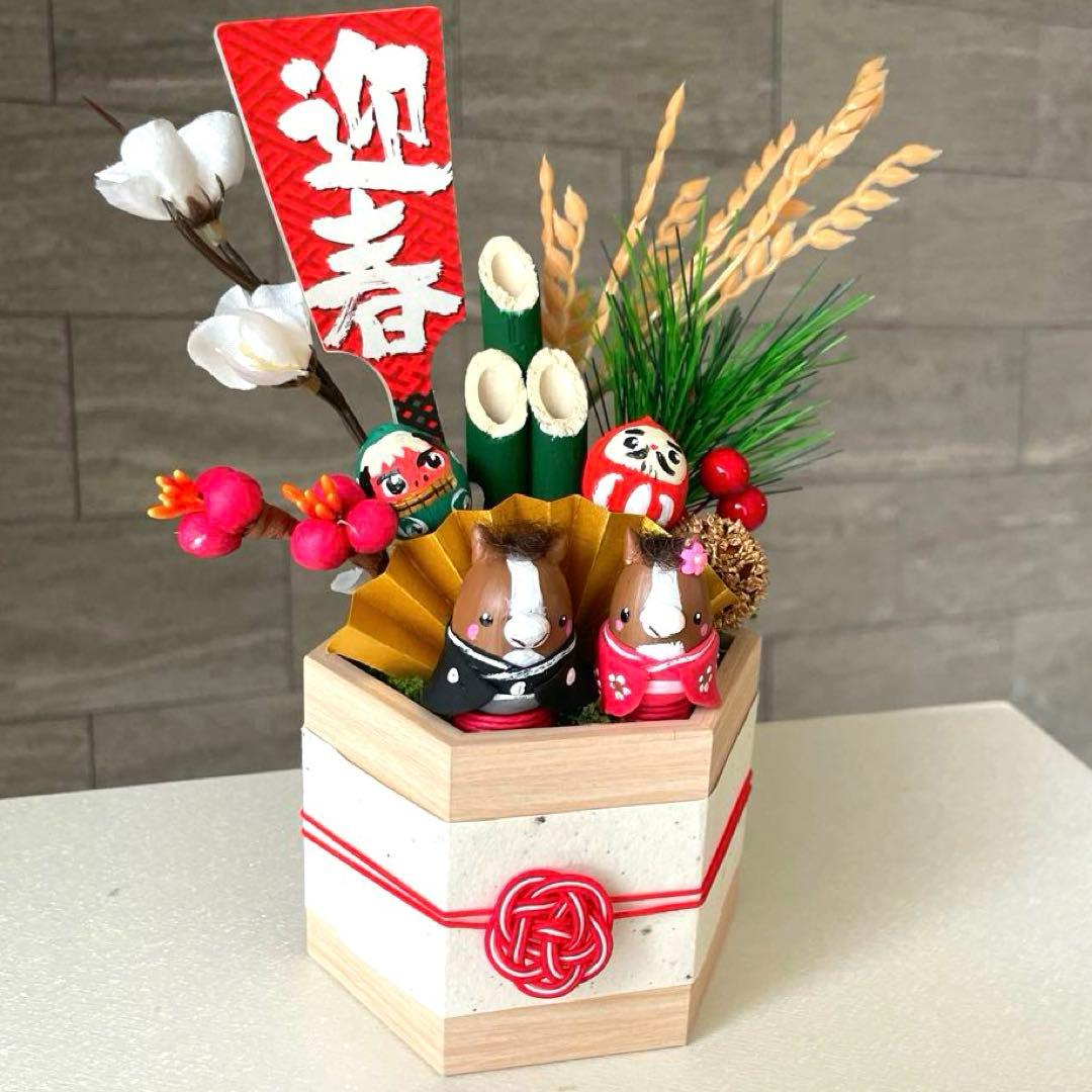 どんぐりアート　ひめちゃんページ　門松と干支のオブジェ