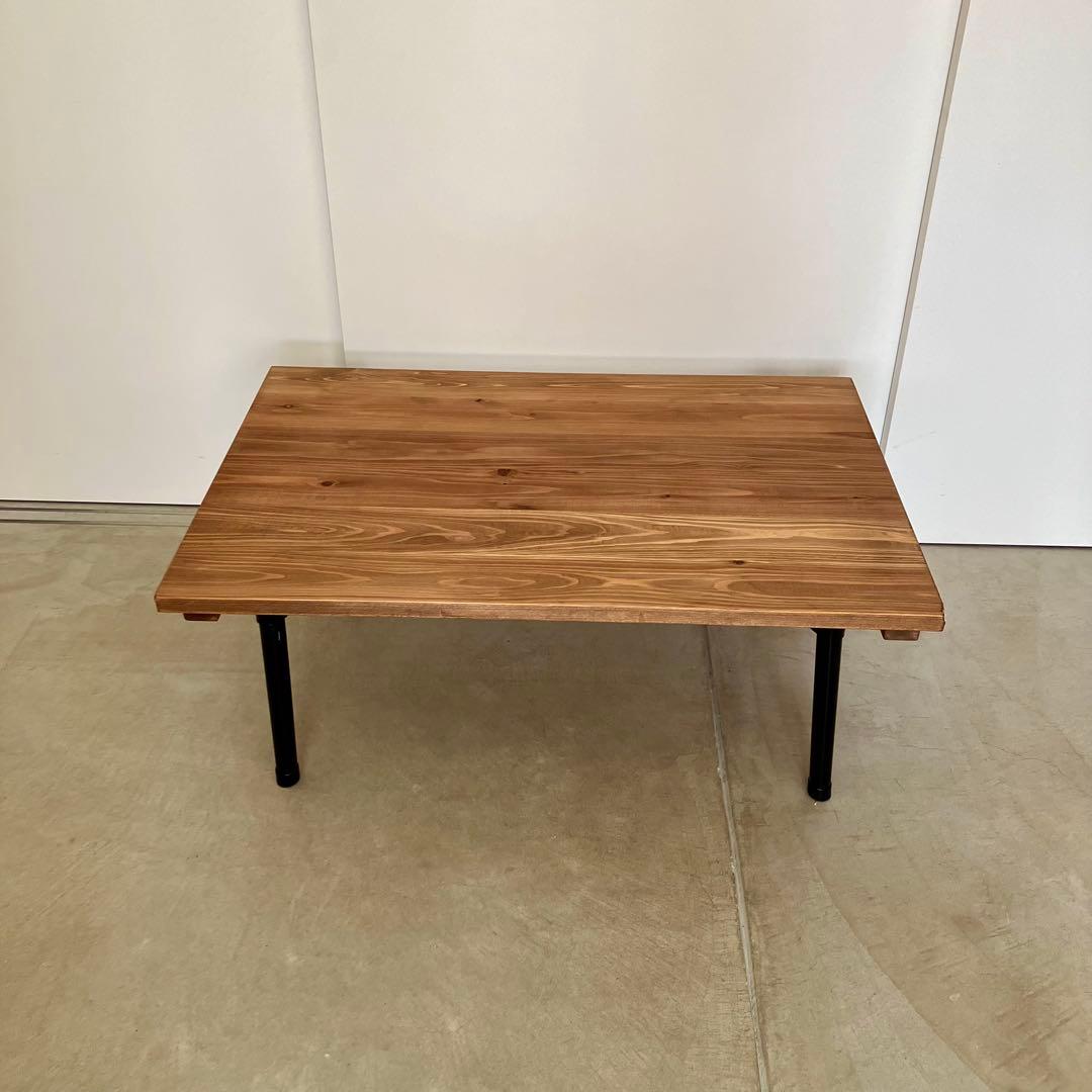 杉無垢材の折りたたみテーブル【ハンドメイド家具】　角・側面丸面加工