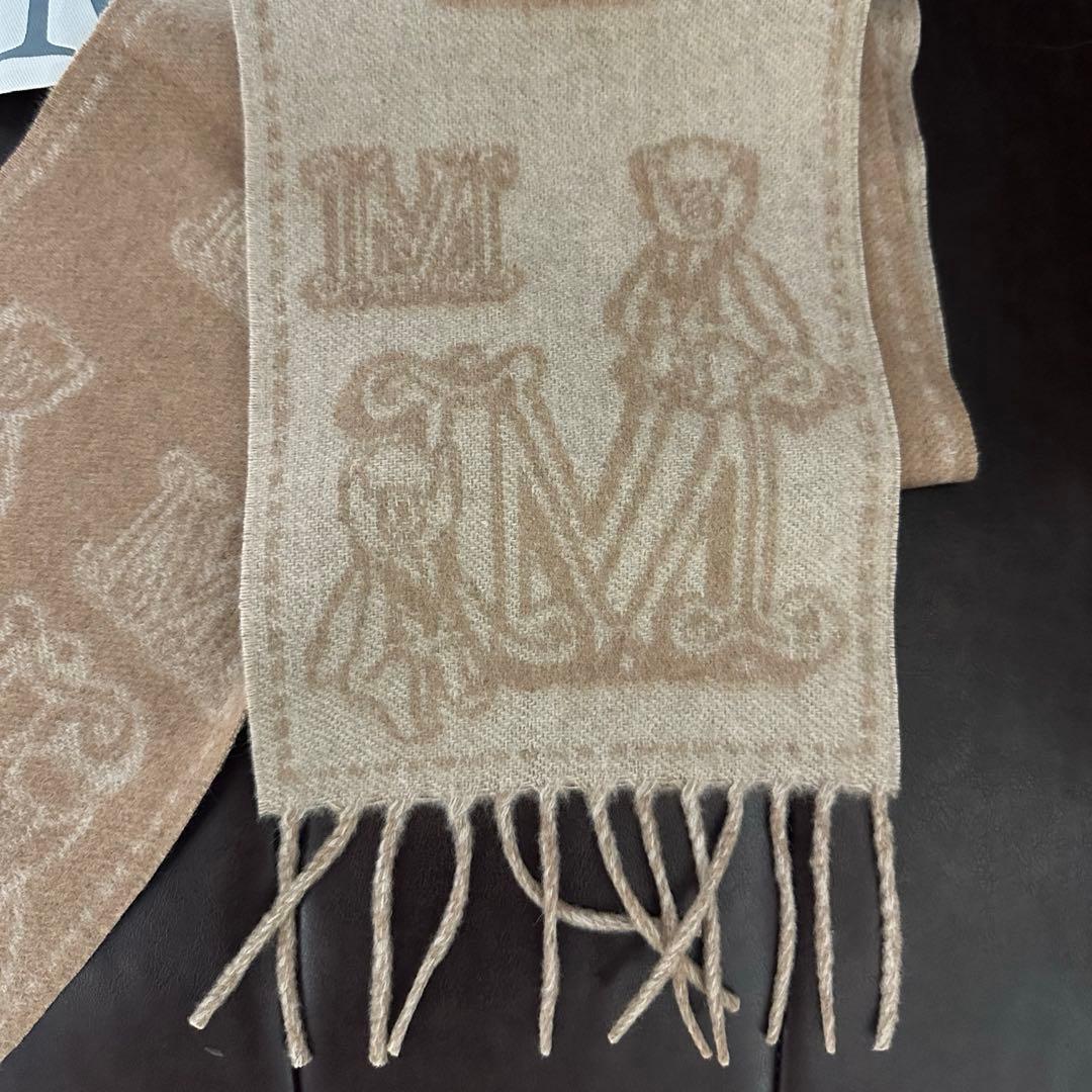 MaxMara マックスマーラ Mロゴ カシミヤ ミニマフラー キャメルカラ