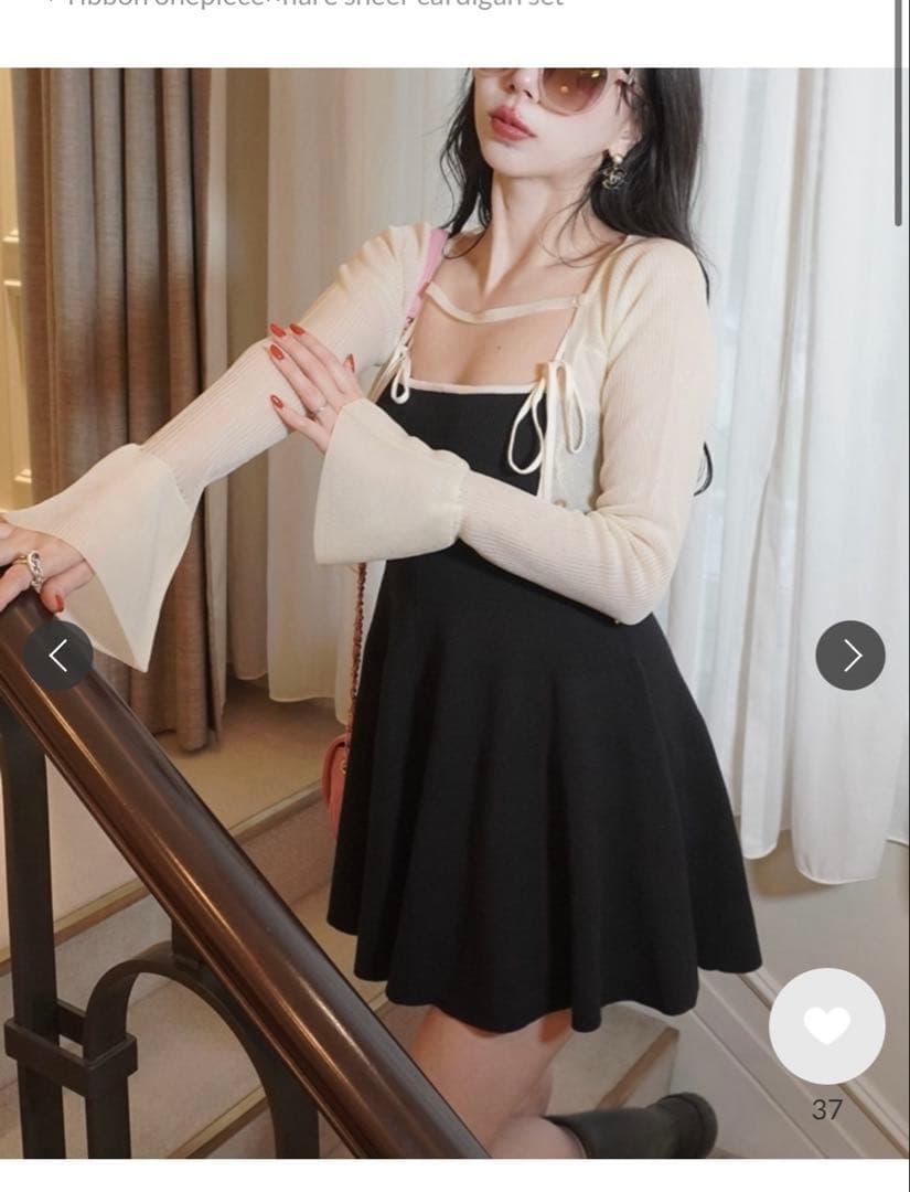 【amerge】ribbon onepiece×cardigan