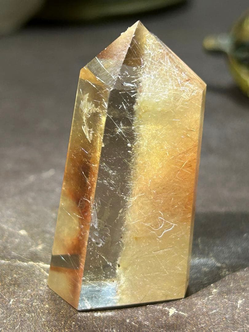 ⭐️別格高級品！エンジェルヘアゴールド　ルチル 原石　六角柱　福財龍王秘宝③