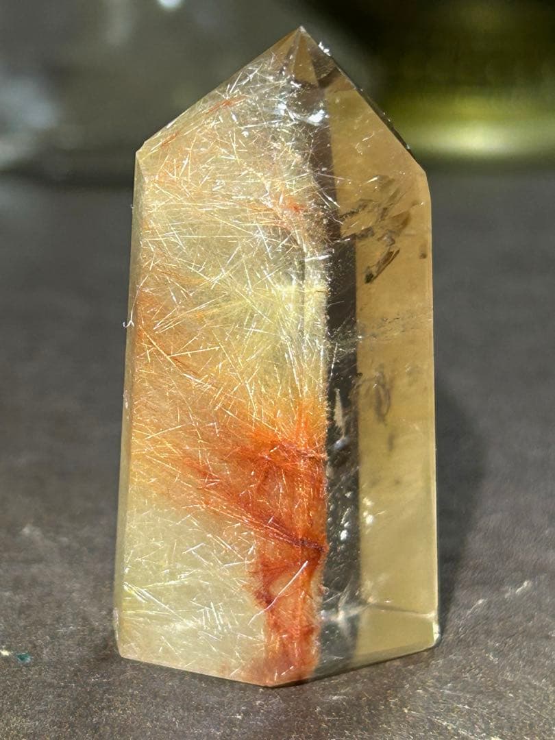 ⭐️別格高級品！エンジェルヘアゴールド　ルチル 原石　六角柱　福財龍王秘宝③