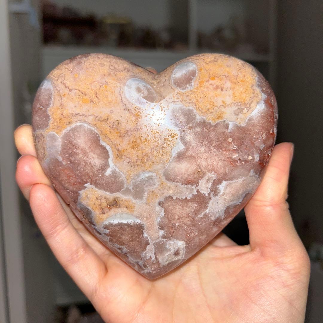 ピンクアメジスト bigサイズ ハート 天然石 置物428g