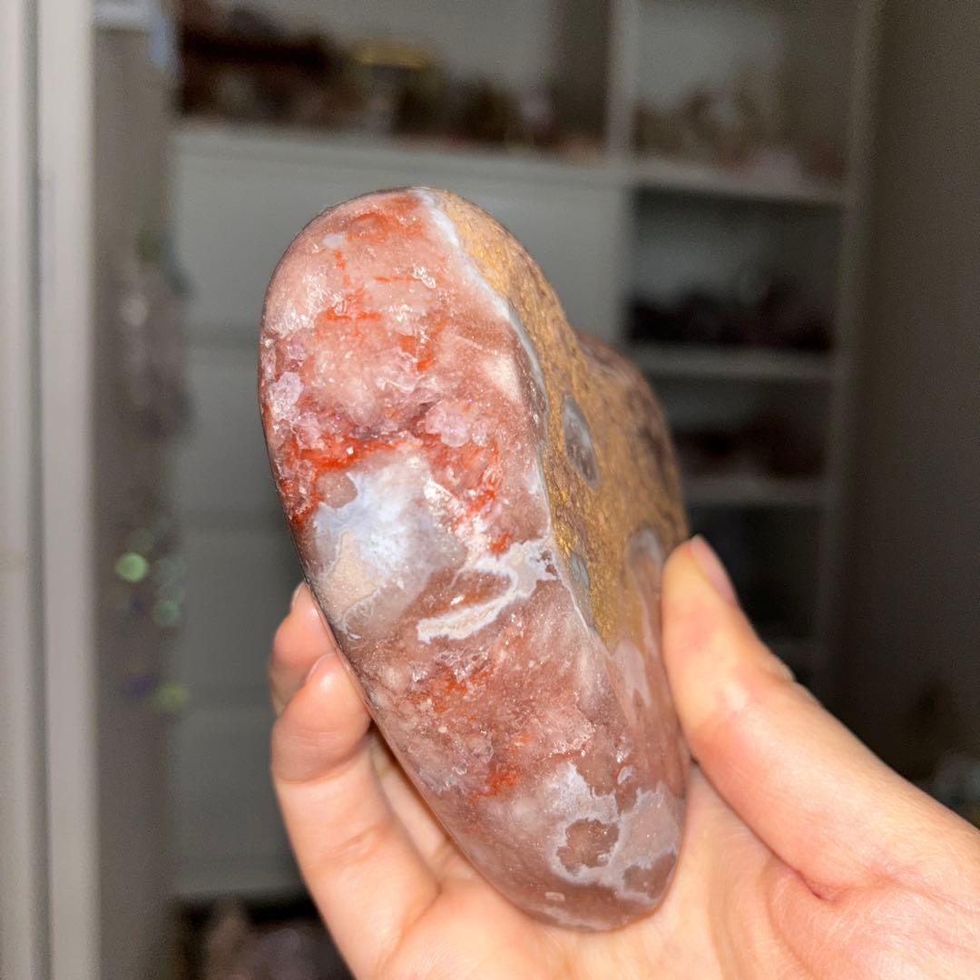 ピンクアメジスト bigサイズ ハート 天然石 置物428g