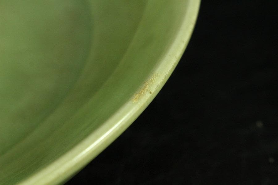 中国美術 青磁 鹿福紋 皿 φ19.5cm(K-A827)