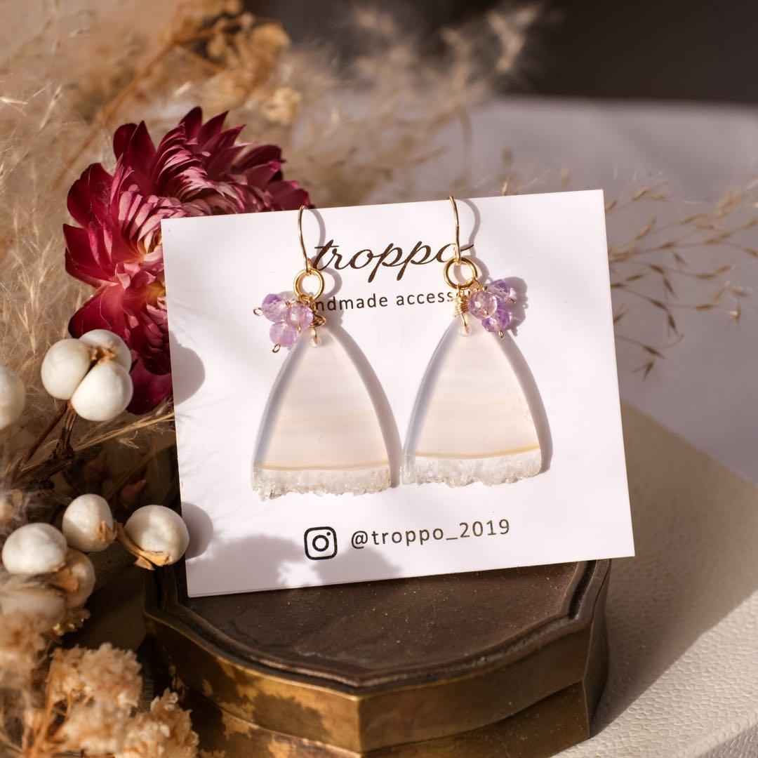 14kgfアイリスアゲートドゥルージーピアス/イヤリング