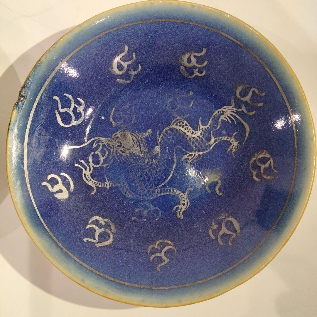 w172-3　中国古い小皿　清朝　新渡南京　十綿手４枚　A