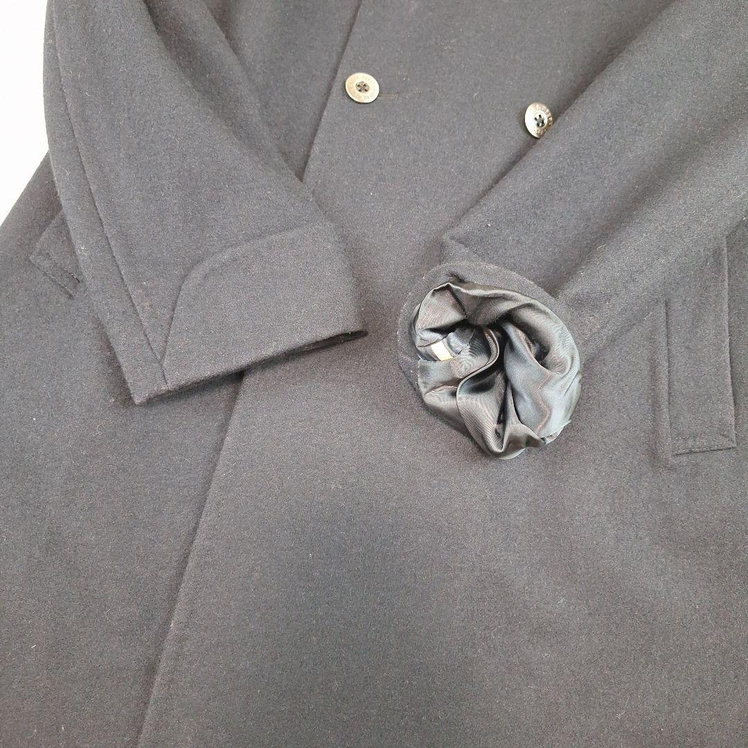 BURBERRYブラックレーベル　ダブルステンカラーコート　ウール　銀釦　黒　L