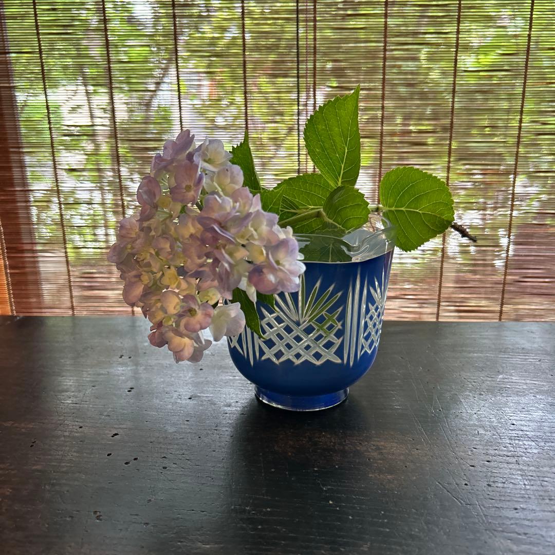 花ちゃん　明治〜大正　色被せ切子　盃洗