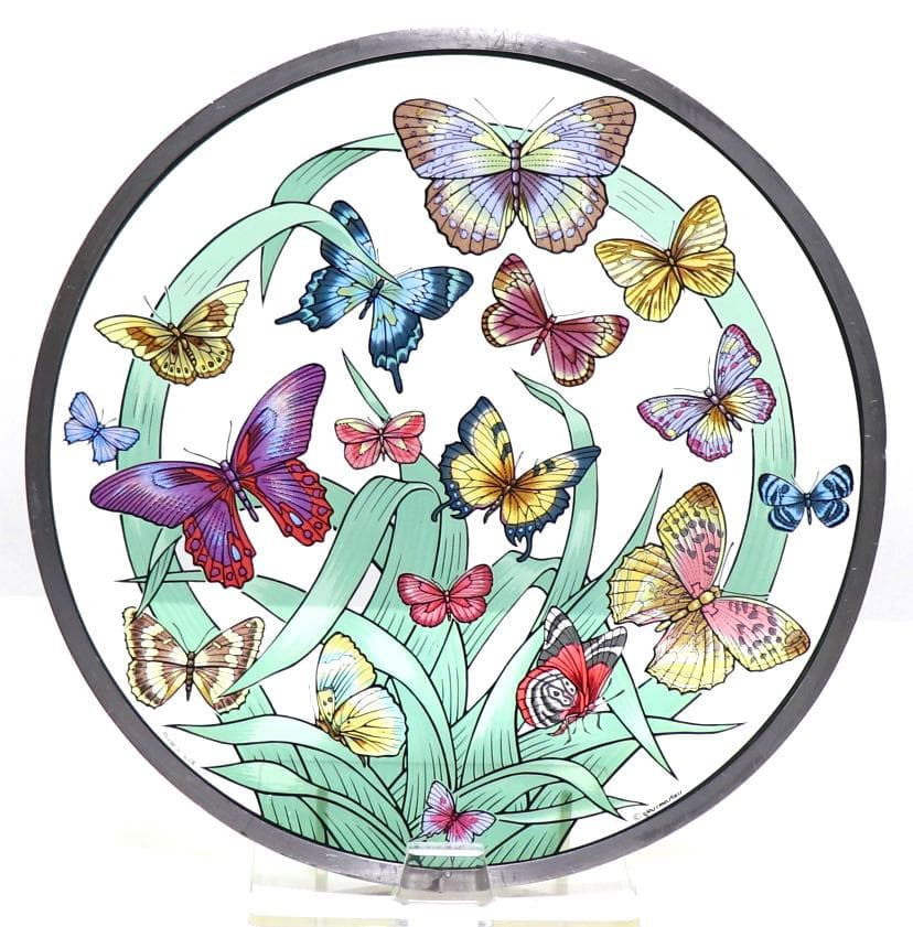 17匹の蝶々 ヴィンテージ ステンドグラス 大型 バタフライ グラスマスターズ社