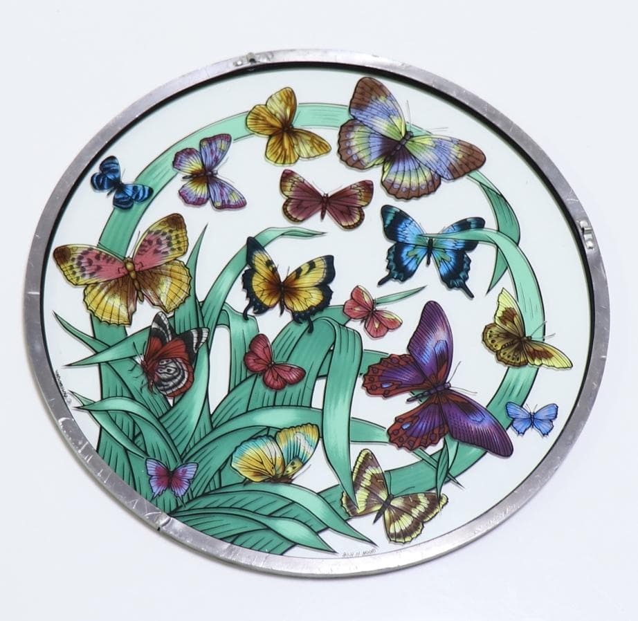 17匹の蝶々 ヴィンテージ ステンドグラス 大型 バタフライ グラスマスターズ社