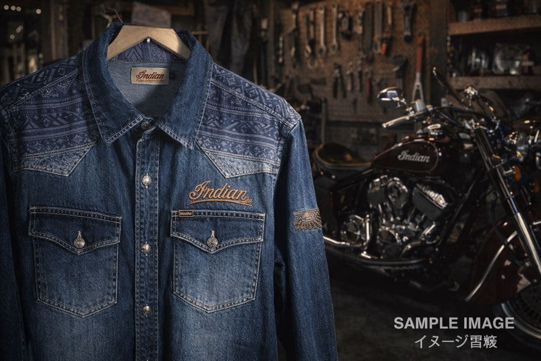 Indian XL デニムシャツ 刺繍 ウエスタン ファイヤーバード 美品