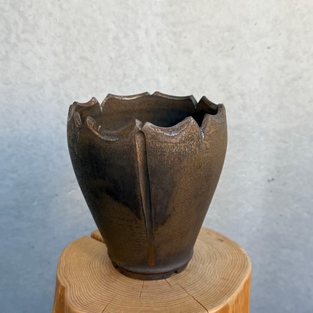 新里竜子 鶴仙園 陶器鉢 植木鉢