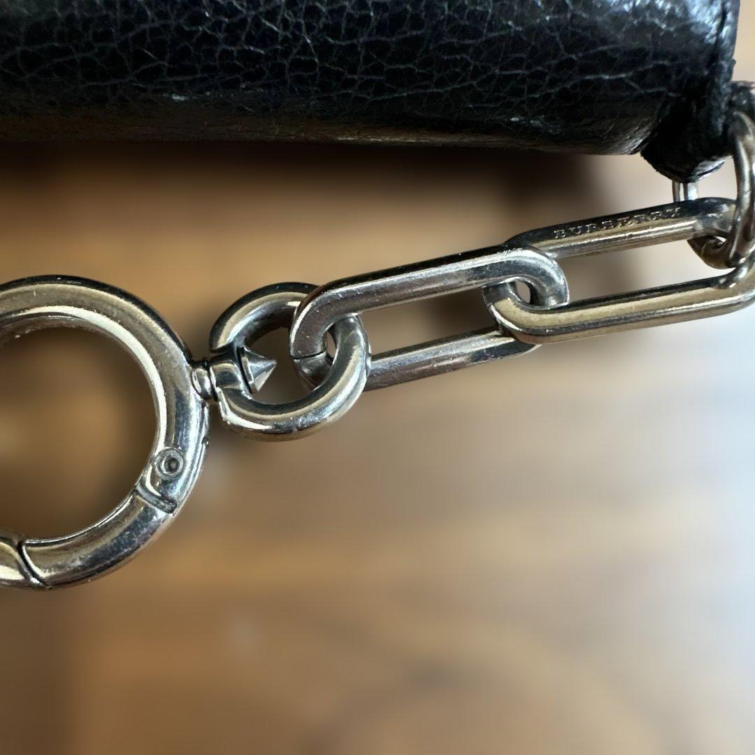 ポ*カ様 Burberry 黒 レザー ケース　革　古銭入れ　キーリング付