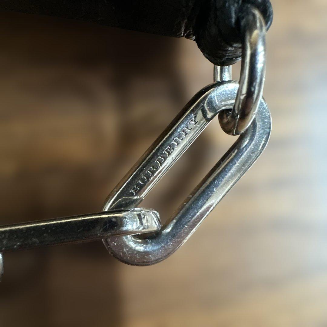 ポ*カ様 Burberry 黒 レザー ケース　革　古銭入れ　キーリング付