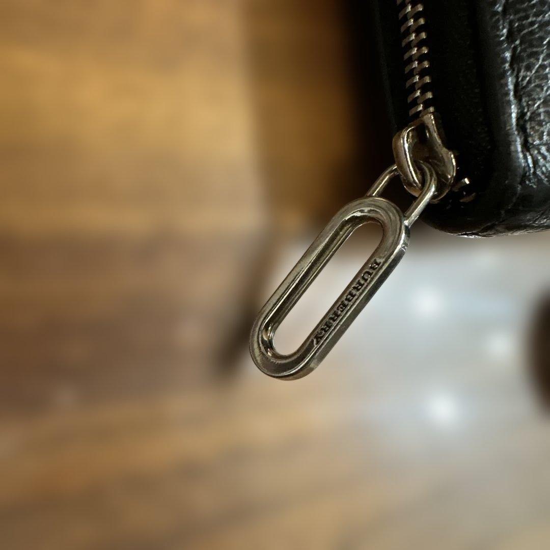 ポ*カ様 Burberry 黒 レザー ケース　革　古銭入れ　キーリング付
