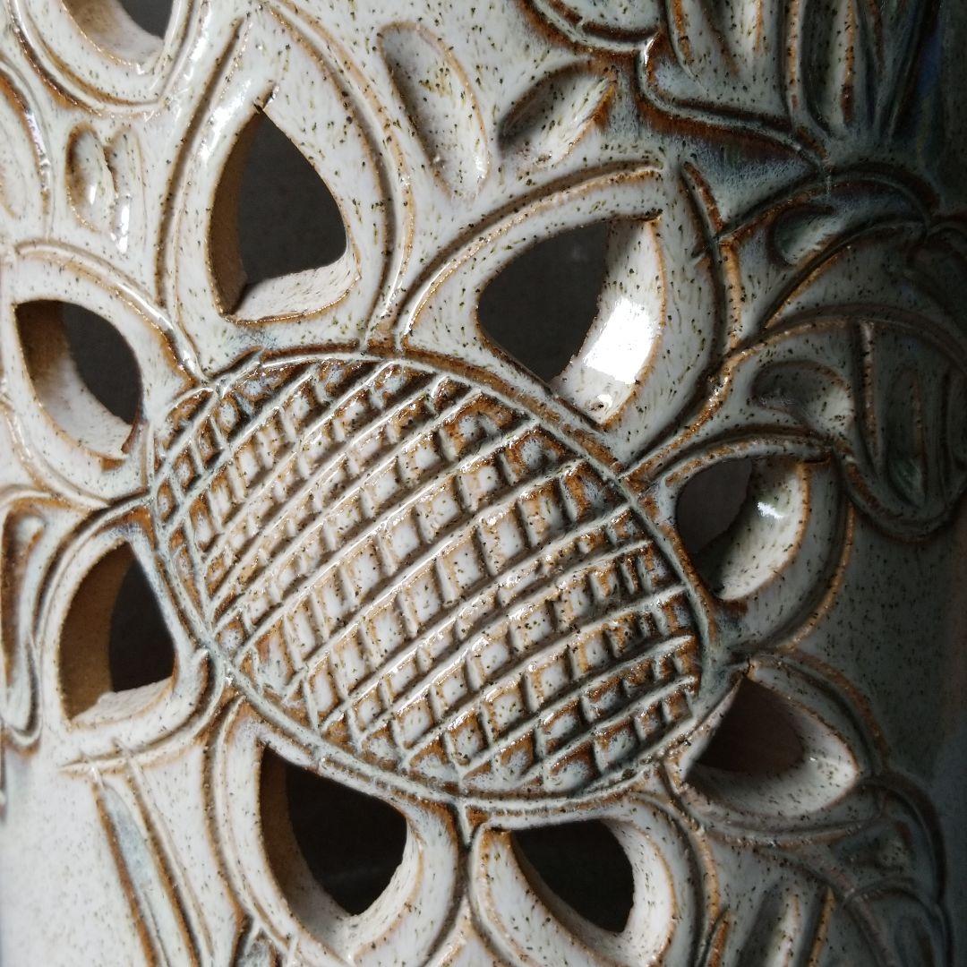 お値下げしました⤵信楽焼　傘立て  台形ひまわり 高さ３９cm