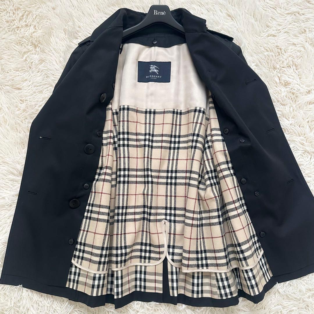 極美品✨️バーバリー ライナー付 ノバチェック トレンチコート 黒 M ベルト