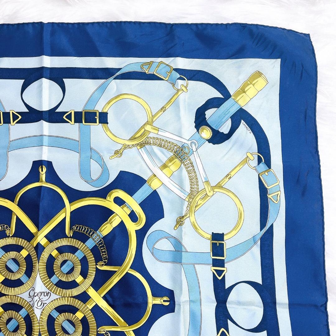 エルメス HERMES カレ90 Eperon D'or 黄金の拍車 スカーフ