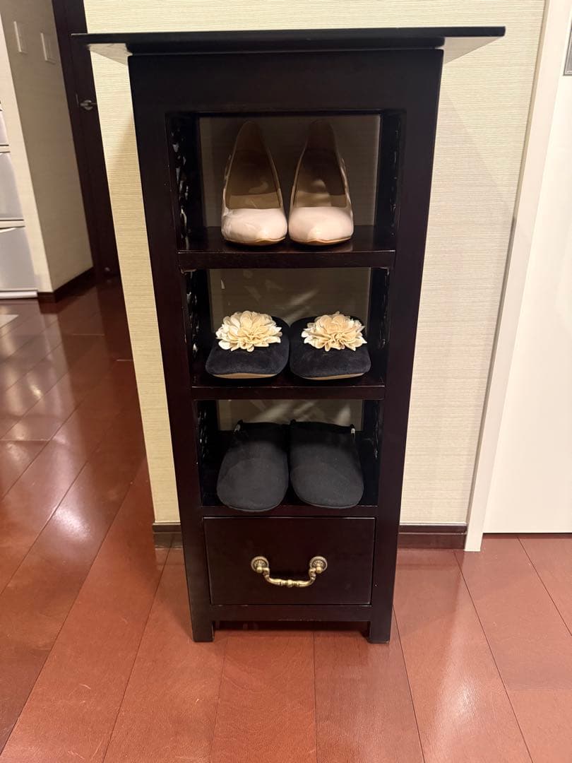 木製ラック 引き出し付き ダークブラウン インドネシア製