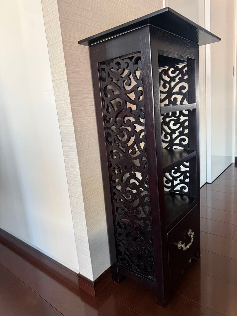 木製ラック 引き出し付き ダークブラウン インドネシア製