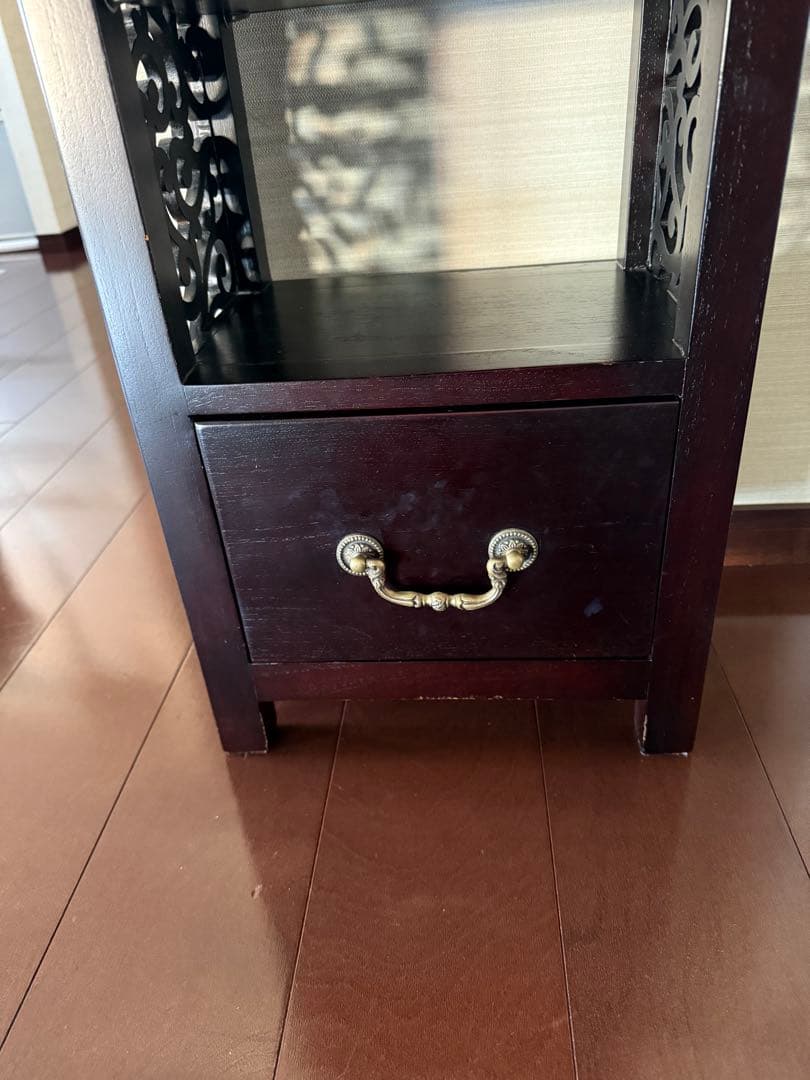 木製ラック 引き出し付き ダークブラウン インドネシア製