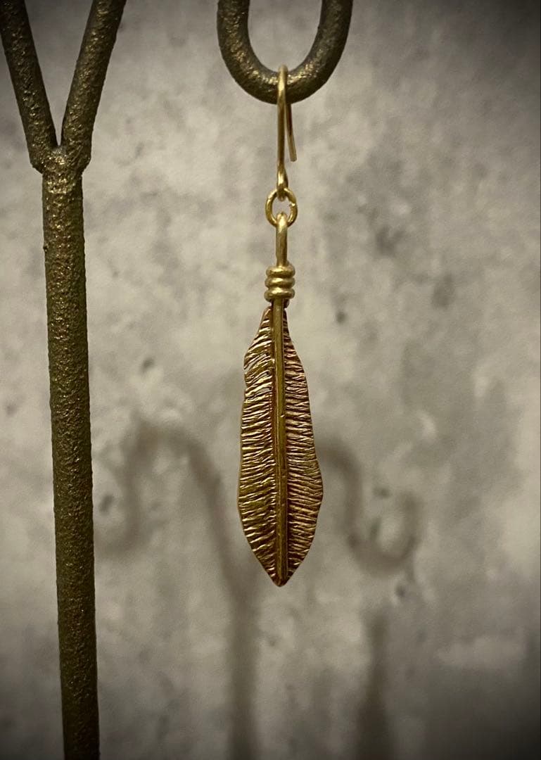 真鍮 フェザー ピアス ネックレス ハンドメイド アクセサリー