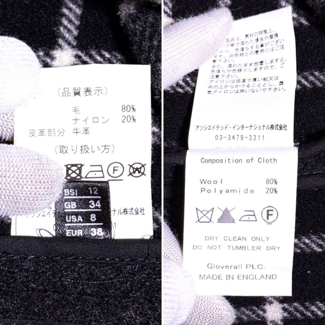 【未使用】グローバーオール ダッフルコート ロング チェック 黒 レディース