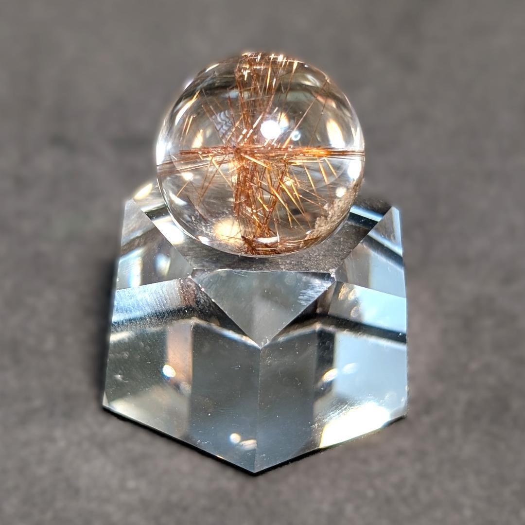 一点物 金運上昇 オブジェ 十字架内包 ブロンズルチル スフィア 16.5mm