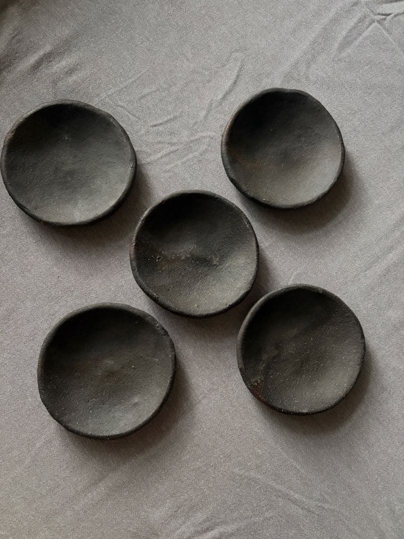 ◆焼締の５寸皿　5客セット　作家物　和食器◆