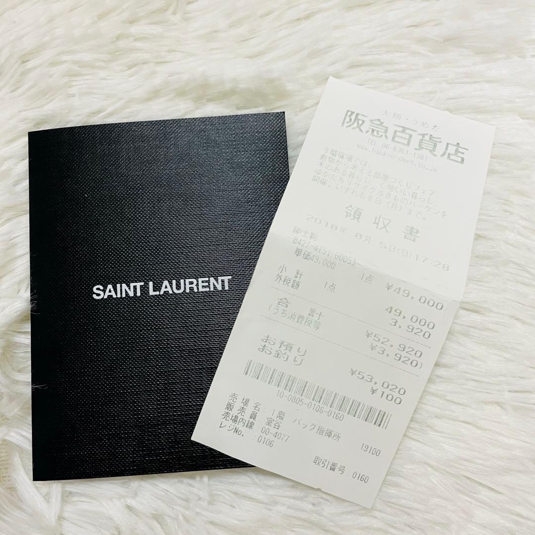 極美✨付属完備✨サンローラン マネークリップ クロコ 型押し レザー 黒