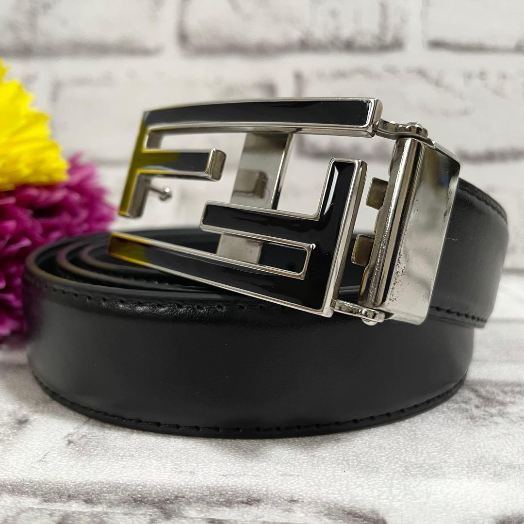 極美品✨フェンディ　ベルト　FFバックル　シルバー金具　黒
