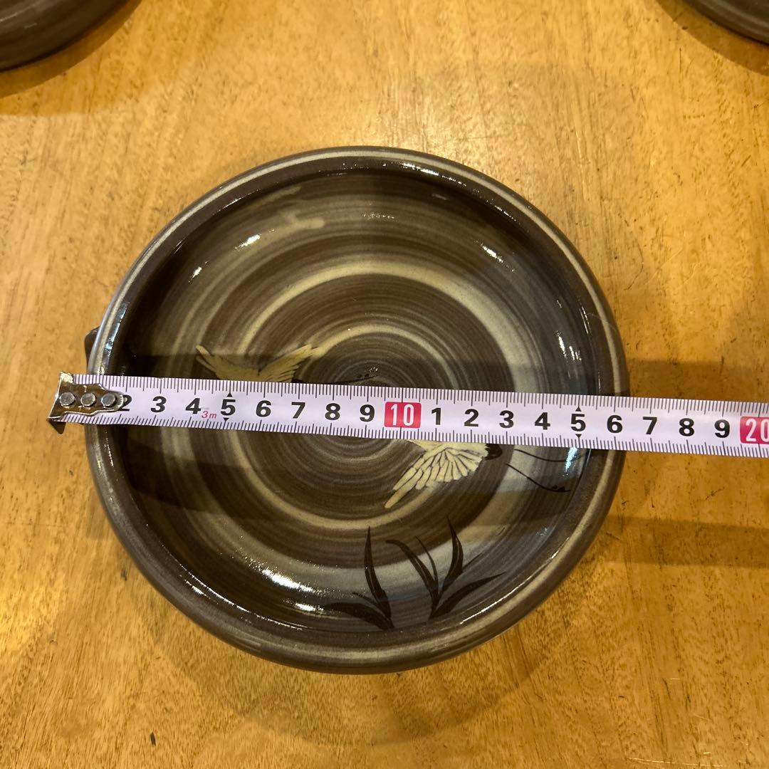 小田志焼　松保窯　久保正敏　片口平鉢　現川鷺文　鶴　六枚　希少