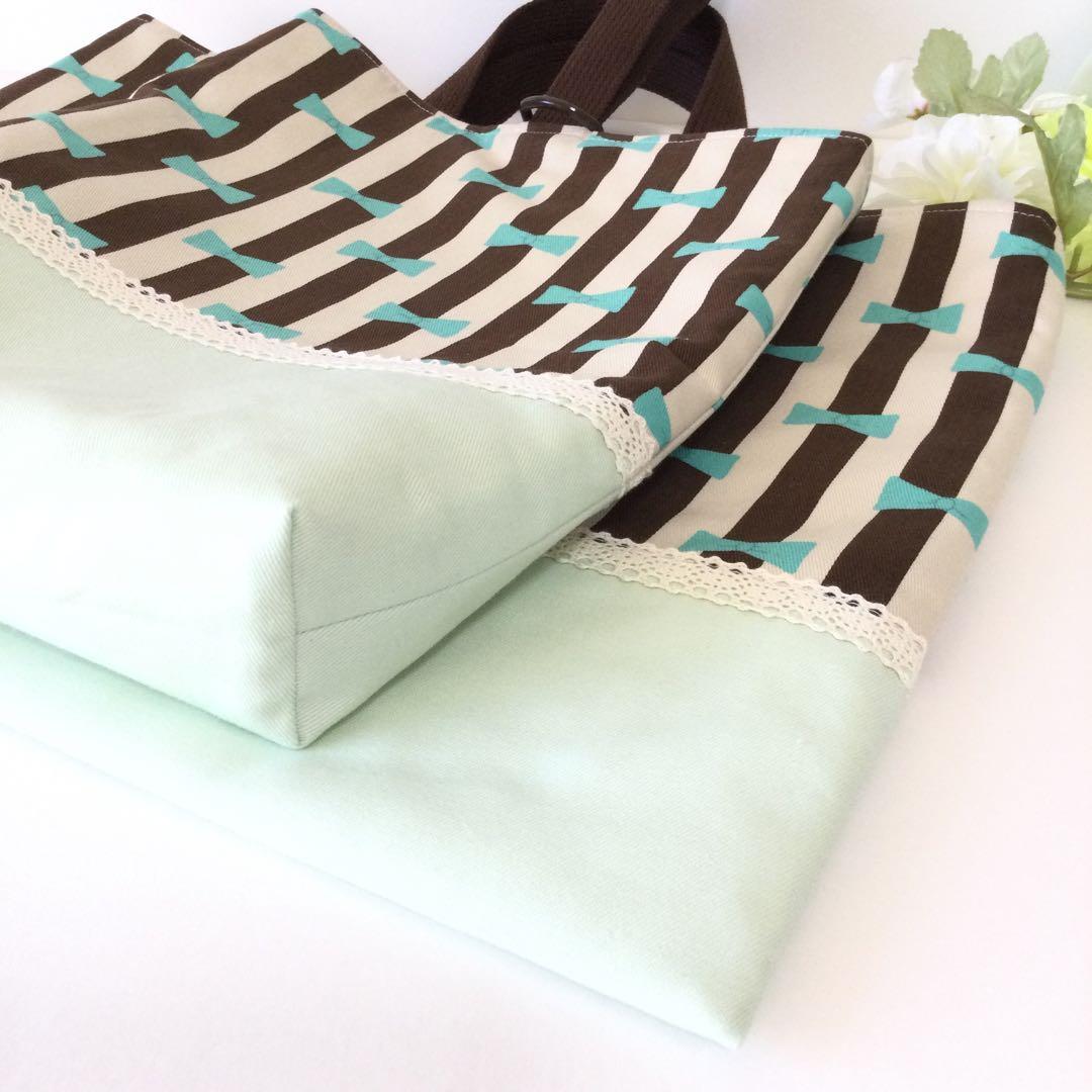 ♡キューティーリボンストライプ★通園通学３点セット♡♪チョコ♪