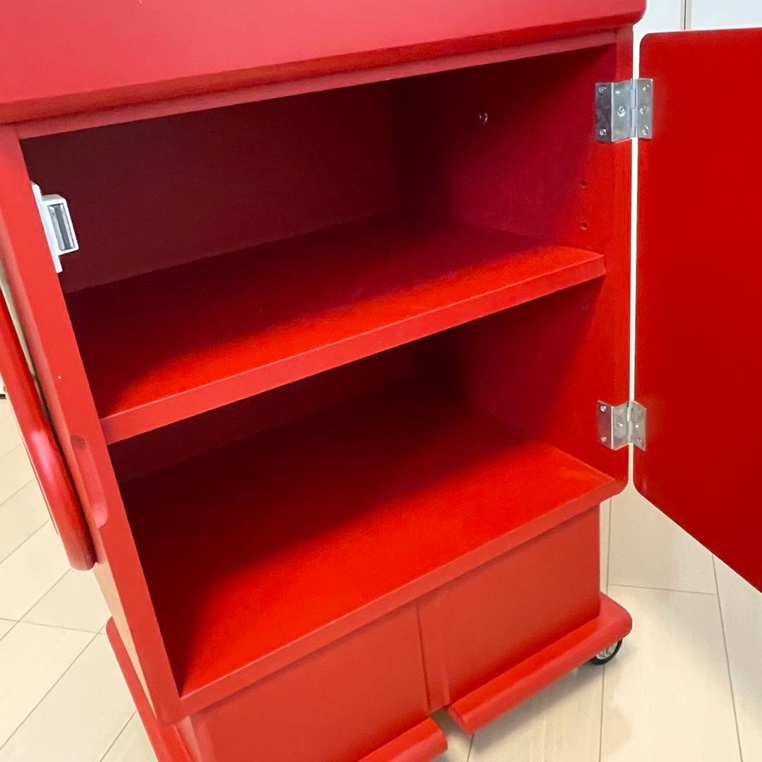 木製収納ロボ ロビット レッド 収納家具キャスター付き