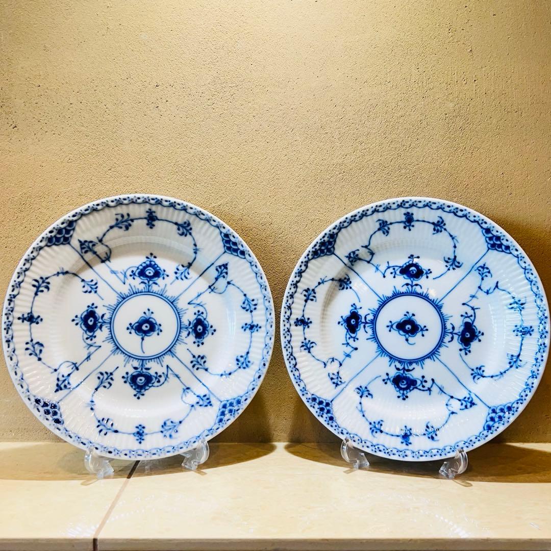 美品✨ ロイヤルコペンハーゲン ブルーフルーテッド ハーフレース 19cm 2枚