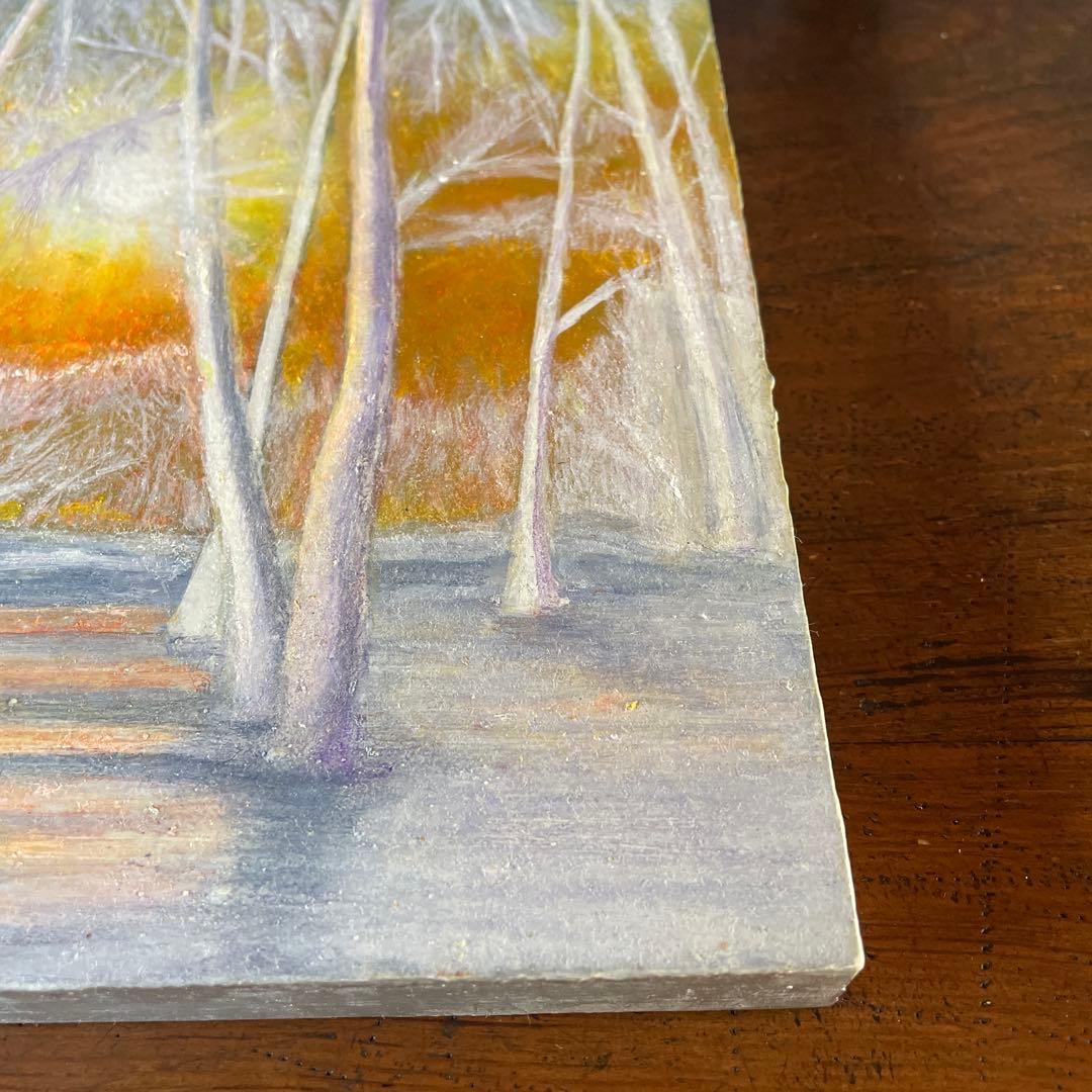 冬の森林 風景画 パステル画