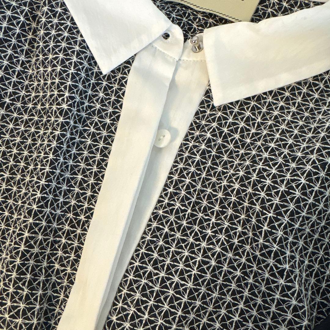 ユナイテッドアローズ　エンブロイダリーショートスリーブブラウス　ネイビー　未使用