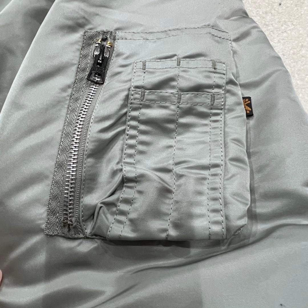 シルバー　MA-1 フライトジャケット　【美品】ALPHA 短丈　XL