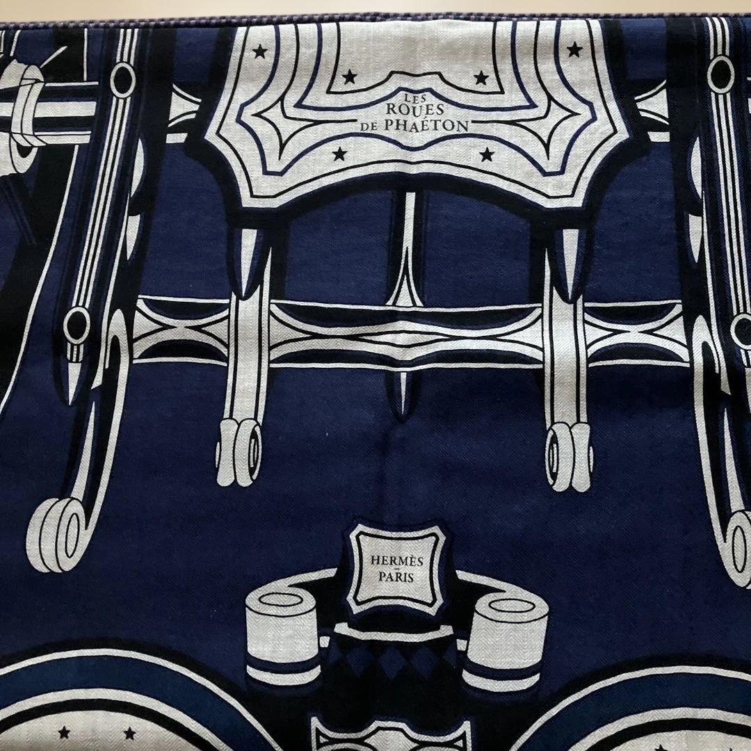 HERMES カシミアシルク カレジェアン カシシル140 四輪馬車の車輪