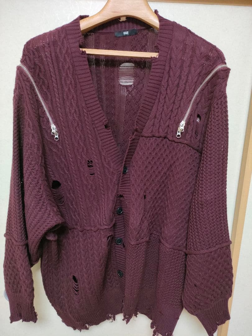 HARE BIGダメージZIPカーディガン 24aw