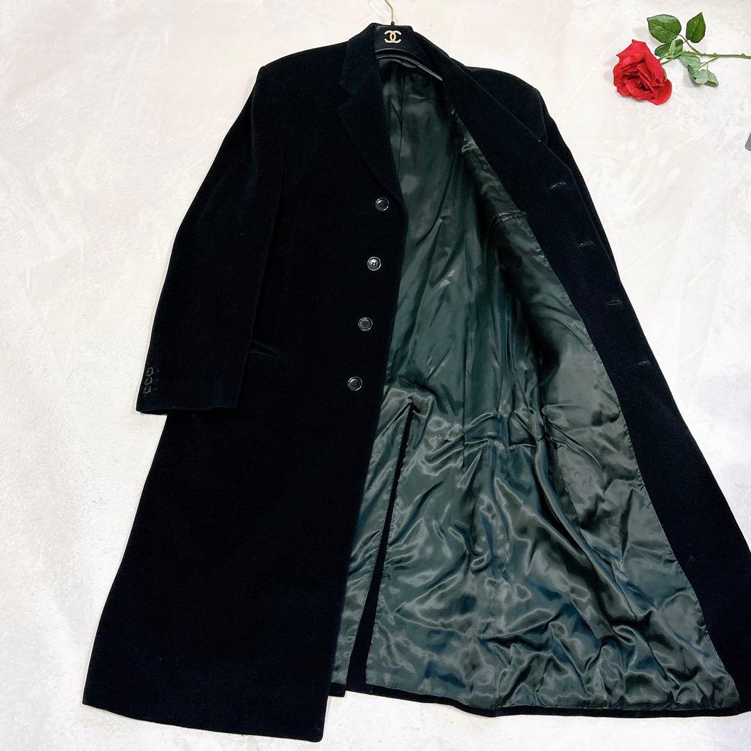 ほぼ未使用✨　アルマーニ　ロング　チェスターコート　ブラック　黒　XXL