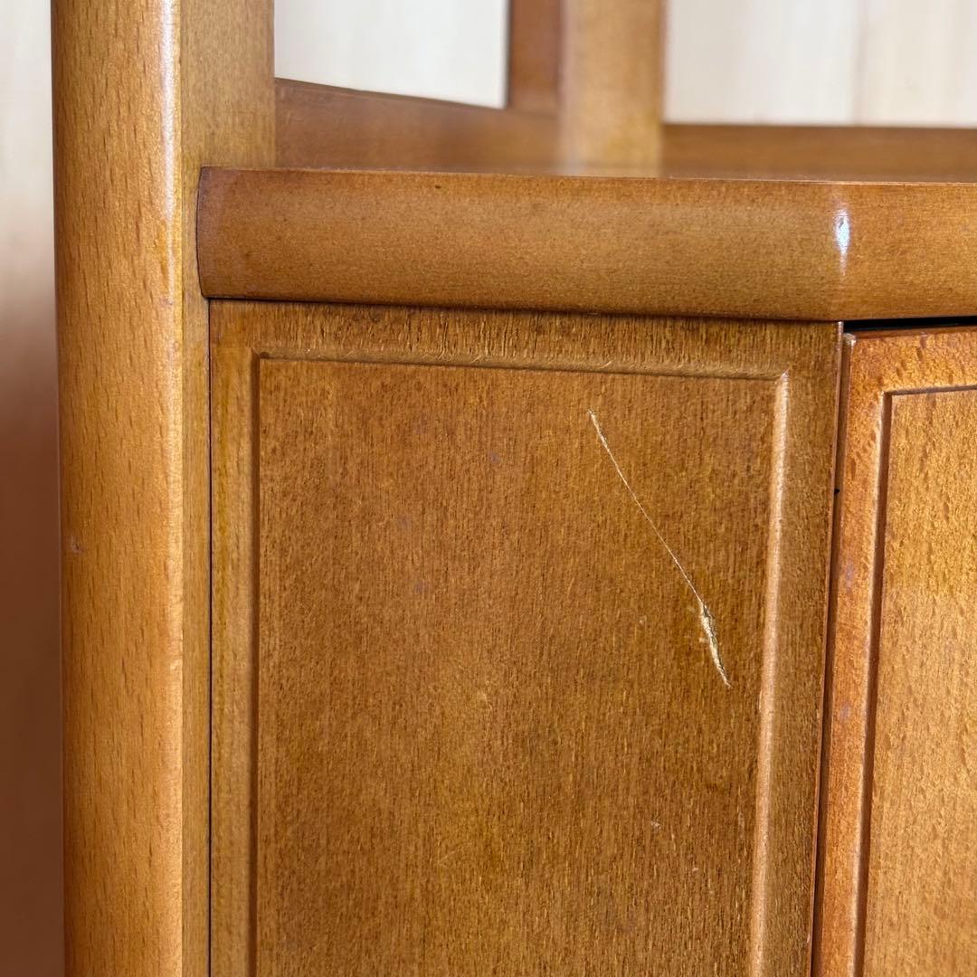 karimoku カリモク コーナーラック 三角棚 ラタン扉 昭和レトロ